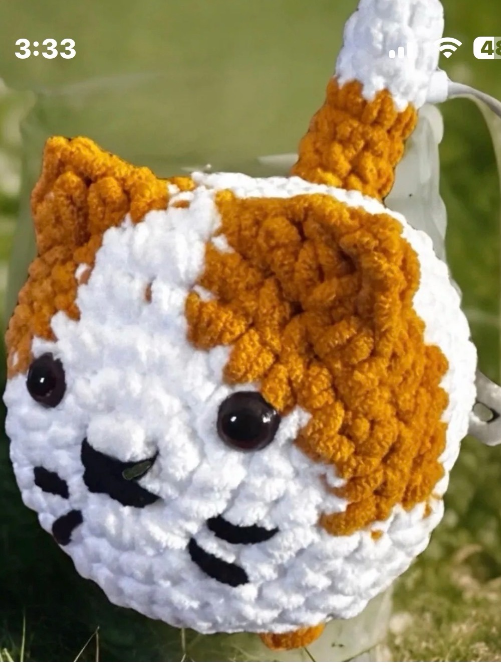 Handmade Plush Loaf Cat - White & Rust Orange 5in